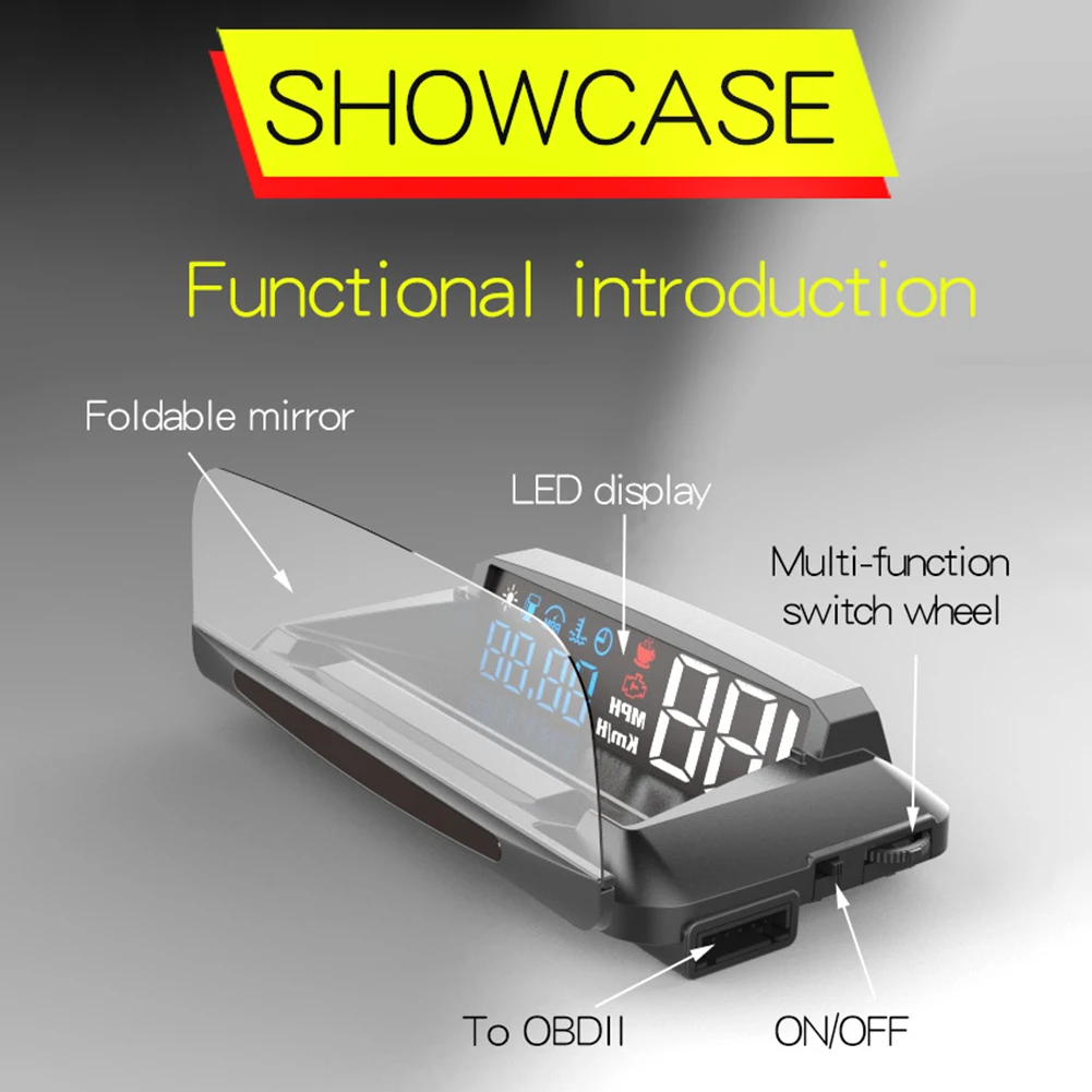 Универсальный 3,7 дюймовый автомобильный светильник высокой яркости, автоматический складной дисплей, светодиодный HD проектор для вождения компьютера HUD