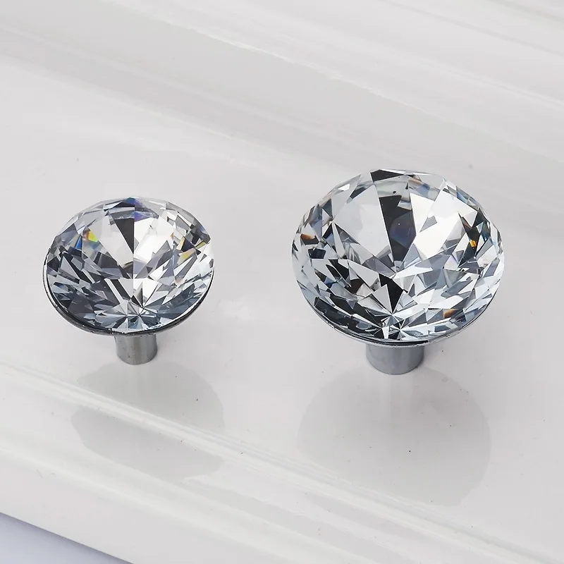 JD Luxury Diamond Crystal Handles Shoebox Cabinet Furniture Handles Closet Door Drawer Knobs Wardrobe Pulls Hardware