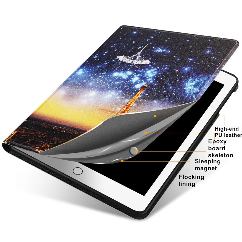Роскошный окрашенный кожаный мягкий силиконовый чехол для ipad 2 3 4 смарт сна