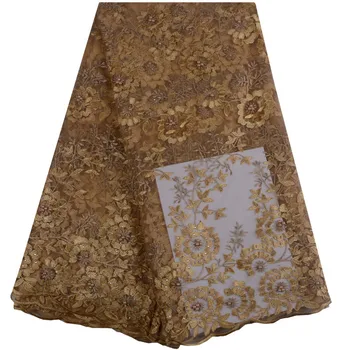 

African Lace Fabric 2018 Embroidered Nigerian Lace Fabric Bridal High Quality French Tulle Lace Fabric Beaded For Women 1031