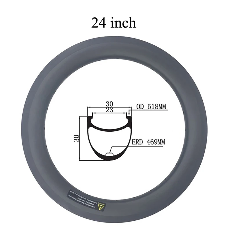 

24 inch 507 BMX Carbon Rim 24er 30mm Clincher 30mm depth 24'' BICYCLE MOTOCROSS freestylebmx 24er folding bike rim 12K Twill