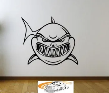 

LARGE SHARK ANIMATED ANIMAL WALL ART STICKER KIDS BEDROOM WALLART ROOM size 58x58cm