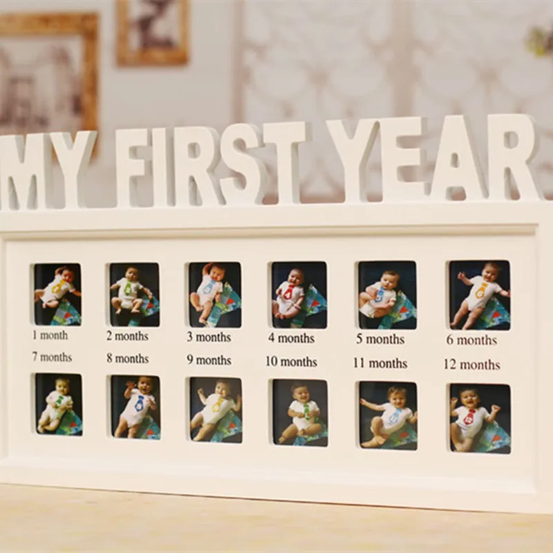 

Kids 12x Picture Frame Wall Mural White home decor Creative Baby's First Year Picture Hanging Decorative Photo Frame DIY Gift