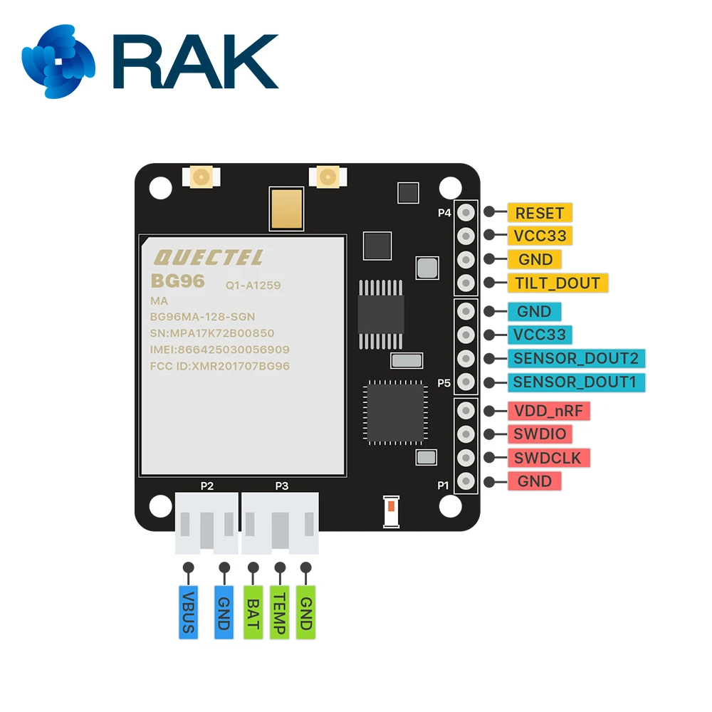 BG96 модуль удаленного позиционирования NBIoT iTracker Pro сенсор узел и gps модуль BLE Bluetooth 5,0 сотовая связь IoT модуль RAK8212-M 83