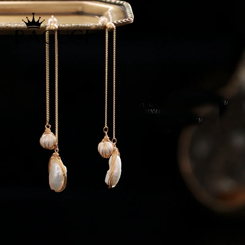

Handmade Natural freshwater baroque pearl earrings a gift for women Fine Jewelry