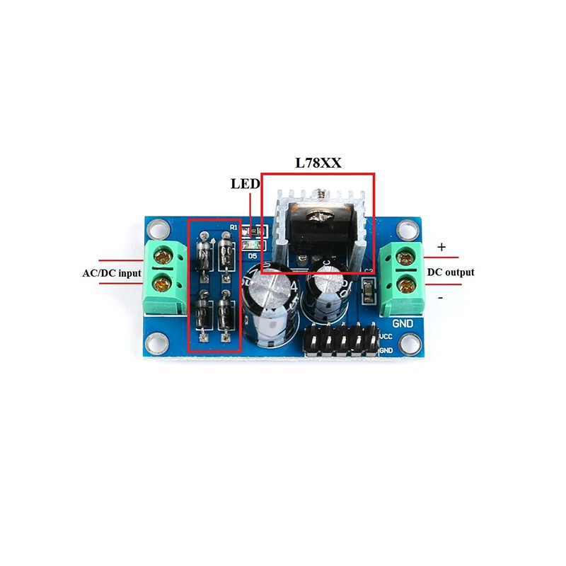 LM7805 DC/AC три клемма; потенциальный регулятор напряжения Модуль 5 V Выход Max 1.2A