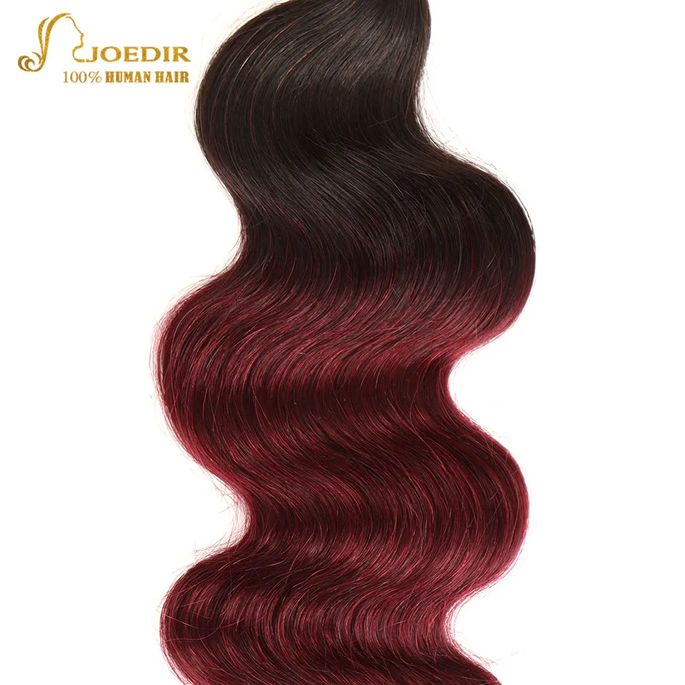 Joedir предварительно цветные 1 шт. бразильские волнистые человеческие волосы Remy пучок т1b 99J бордовые пучки волос "омбре" красный цвет