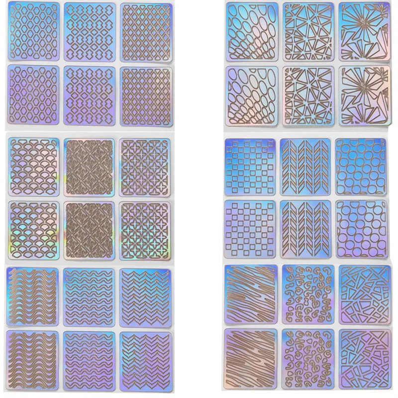 

Monja 24 Sheets/Set Nail Art Hollow Transfer Sticker Stencil 3D Image Diy Guide Template Stamp Decals Foils