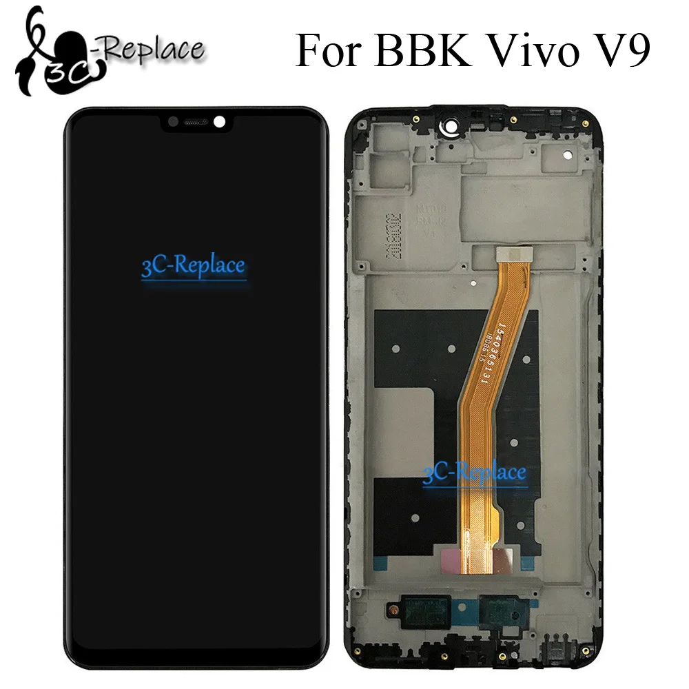 Черный/белый 6,3 дюймов Высокое качество для BBK Vivo V9 ЖК-дисплей экран в полной комплектации дисплей с сенсорным стеклом дигитайзер сборка с рамкой