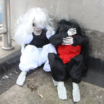 

Halloween Creative Electric Toys Vioce Control Crying Dolls Glowing Red Eyes Halloween Party Prank Scare Props Cry Skull Toys