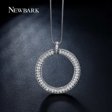 NEWBARK Gran Círculo Collar Colgante Pavimentada Tiny Piedras Zirconia 18 K Oro Blanco Plateó el Círculo De La Vida Collares Joyas mujeres