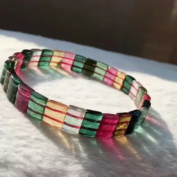 

Natural Colorful Tourmaline Gemstone Crystal Bracelet 3mm AAAAA Free Shipping