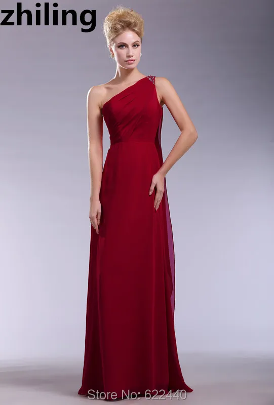 

Simple One Shoulder Beaded Long Bridesmaid Dresses Floor Length Red Group Bridesmaid Dress Wedding Party Dress