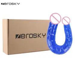 Zerosky реалистичные двойной фаллоимитатор Секс-игрушки для Женщины Силиконовые член стимуляция мужской пениса G Spot Массажер для Для женщин с