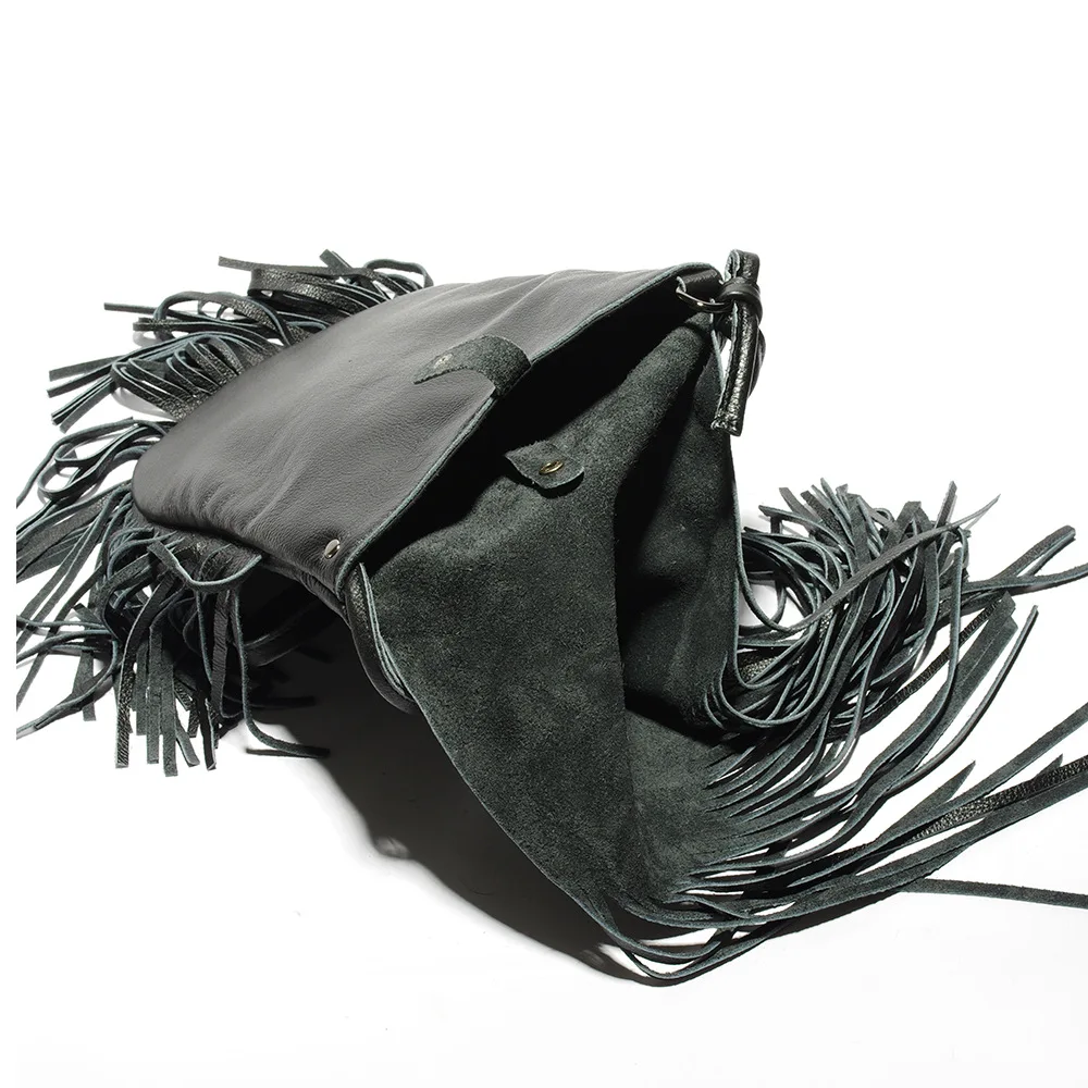 100% Genuine Leather Cross body Bag for Women National Style Fringed Tassels Bag Vintage Soft Real Leather Lady Messenger Bags (16)