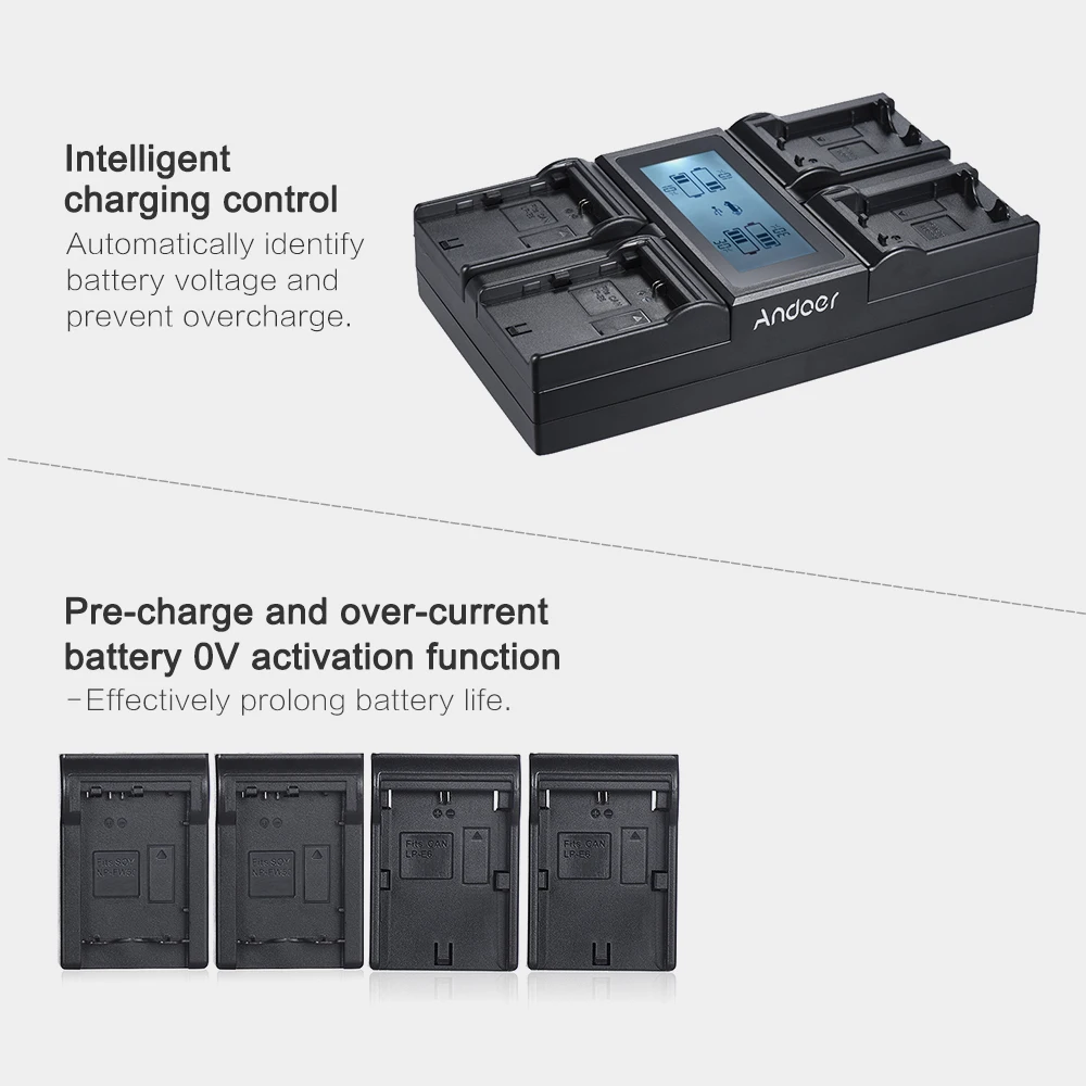 Andoer LP-E6 LP-E6N NPFW50 NP-FW50 цифровой Камера Батарея Зарядное устройство для Canon 5diii 5DS 5DSR 6D 7DII 80D 70D для sony a7 a7R и т. д