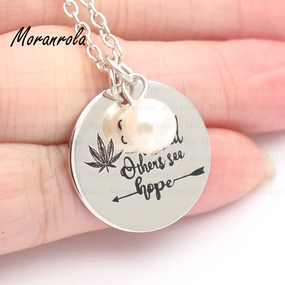 New arried "some see a weed others see hope"Copper necklace Keychain,charm cannabis leaf Jewelry Inspirational charm