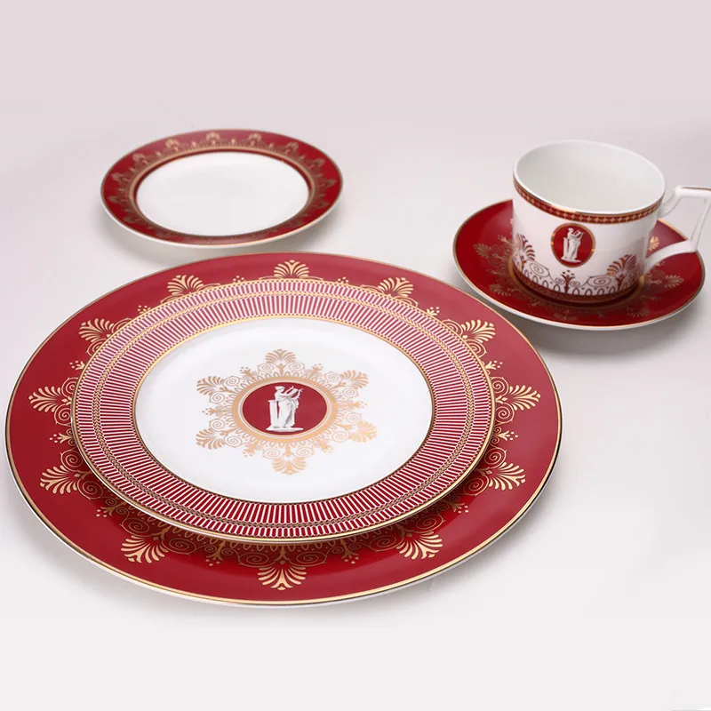 

Dinnerware Sets Dishes And Plates Sets Tableware Bone China Dinnerware Red 24k Gold Inlay