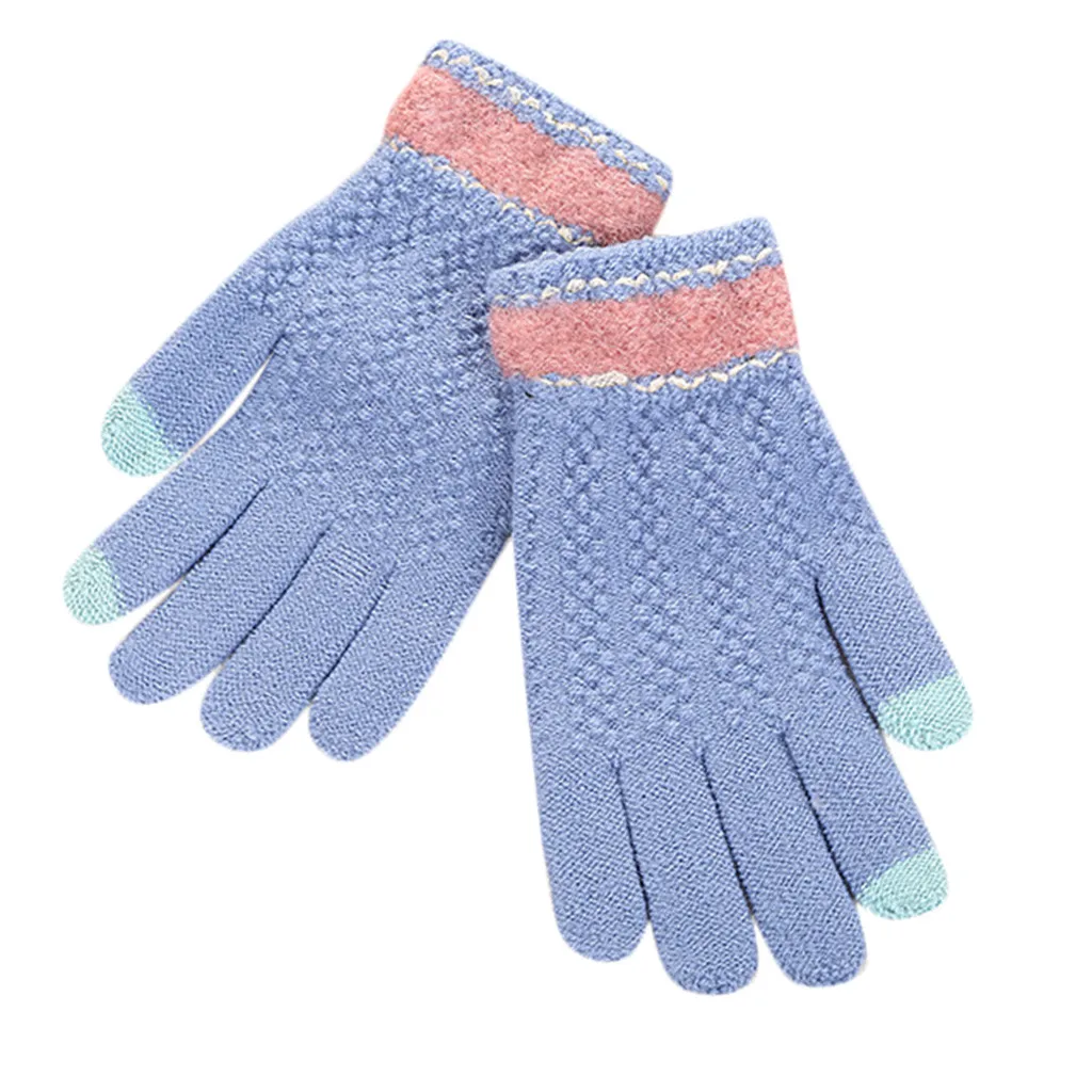 CHAMSGEND женские зимние перчатки с бантом для верховой езды мягкие теплые крутые модные Dec7 - Цвет: Синий