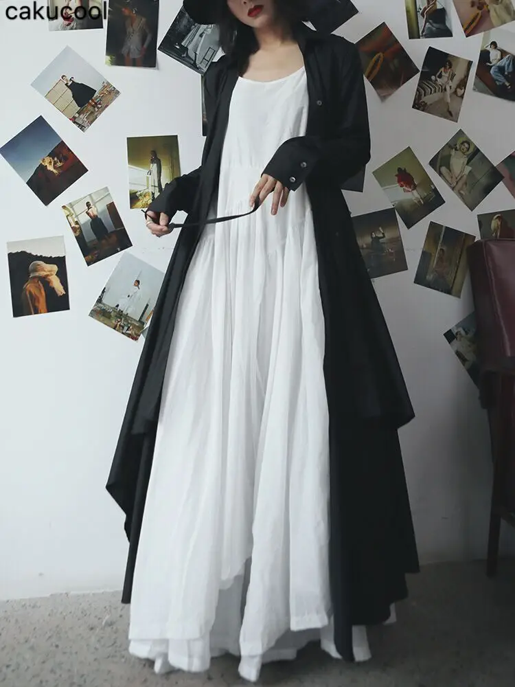 

Cakucool 2019 spring and summer irregular overlapping dress personality simple art fresh and hate style dress
