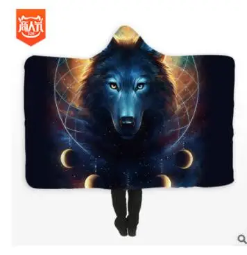 

DREAM KARIN Hot style animal blanket digital print hooded blanket cloak thickened double layer customizable