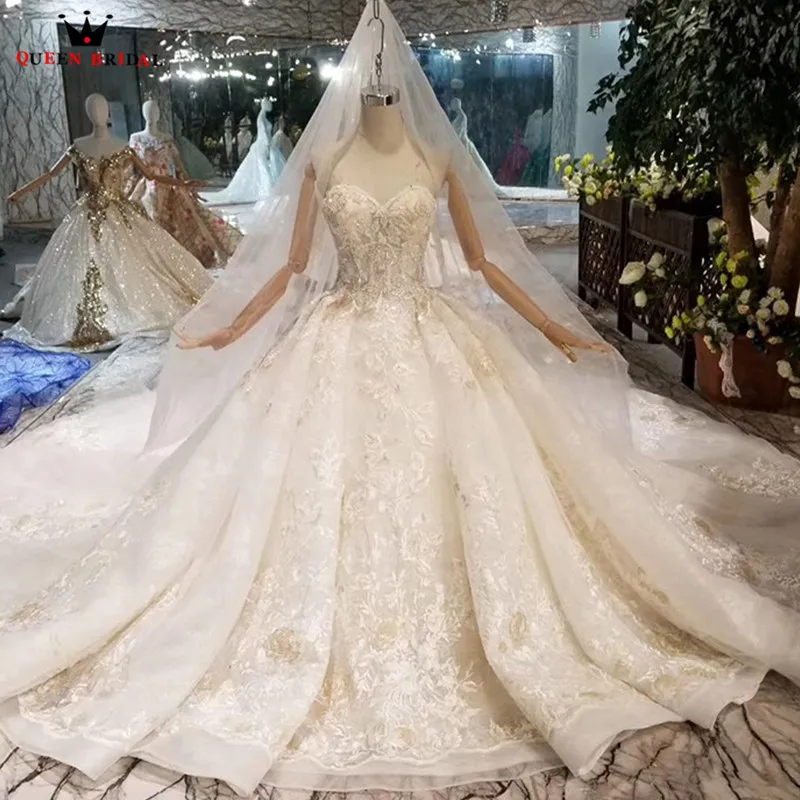 Cheap White //Ivory Wedding Dresses Ball Gown Organza Crsytals Lace Bridal Gowns
