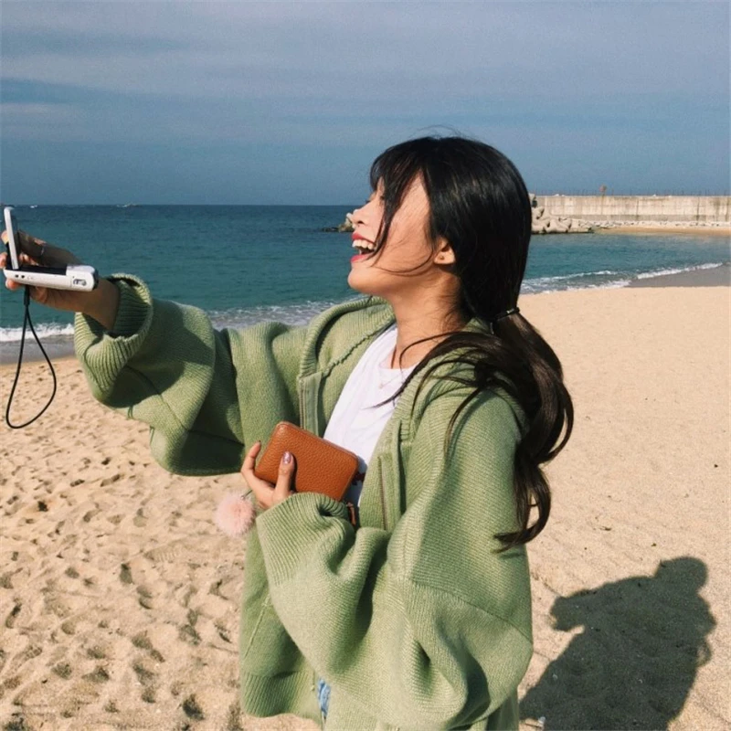 Najtaniej HziriP jesienno zimowa damska z dzianiny z kapturem trwały płaszcz kurtka luźna płaszcz ocieplany kobieta płaszcz na co dzień ciepłe kurtki 4 kolory