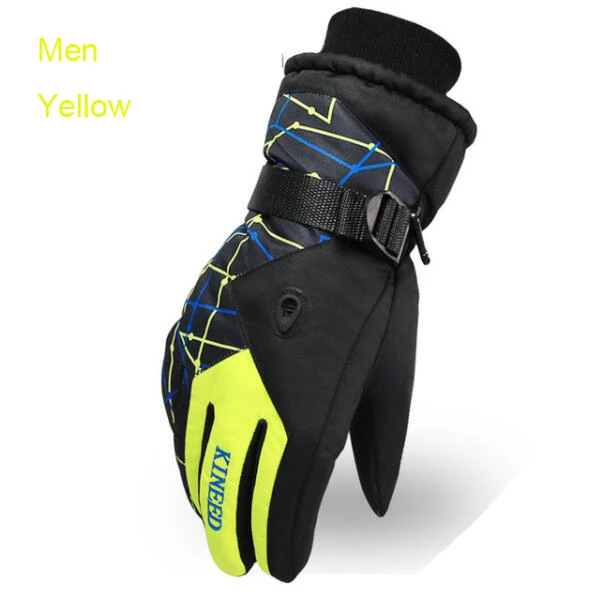man yellow Длинные перчатки, зимние спортивные перчатки, лыжные, мужские, зимние, сноуборд, снегоходы, мотоциклетные, для верховой езды, горные, водонепроницаемые, лыжные перчатки, женские, теплые - Цвет: man yellow