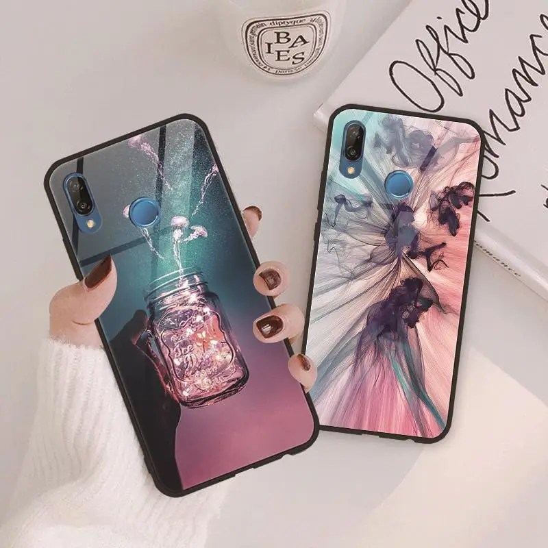 

For Huawei Nova 3 3i 3e 4 4e Honor View 20 8X 9 10 7A Pro Tempered Glass Case Capa Cover For Huawei Y6 Y9 2019 2018 Case Luxury