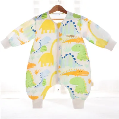 Весенняя одежда для маленьких марли спальный мешок Разделение свободного кроя пижамы для детей в возрасте от 6 слоев марли хлопка натурального шелка печати, не-Флюоресцентный детский спальный мешок - Цвет: A-08
