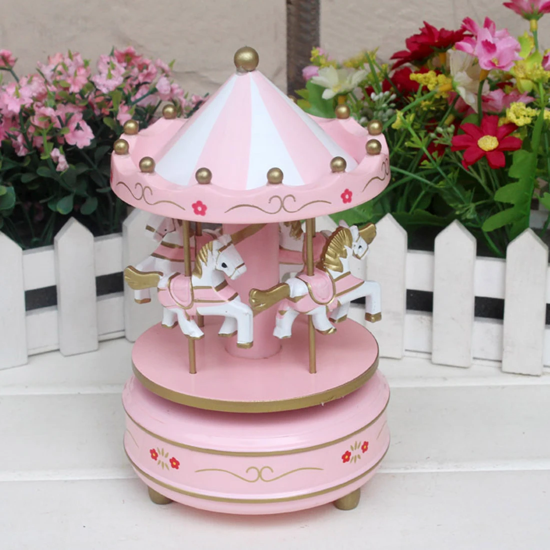 Hot Wedding Decoration Vintage Wooden Merry Go Round Carousel Music Box Kids Children Girls Christmas Birthday Gift Toy in Music Boxes from Home & Garden on