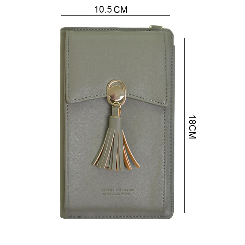 Роскошная сумка для карт из искусственной кожи с металлической застежкой, Женская сумочка, кошелек, чехол для телефона с цепочкой для Iphone 7, 6, 6 S, 8 Plus, XS, 11, XR, XS MAX - Цвет: XKB06 Gray green