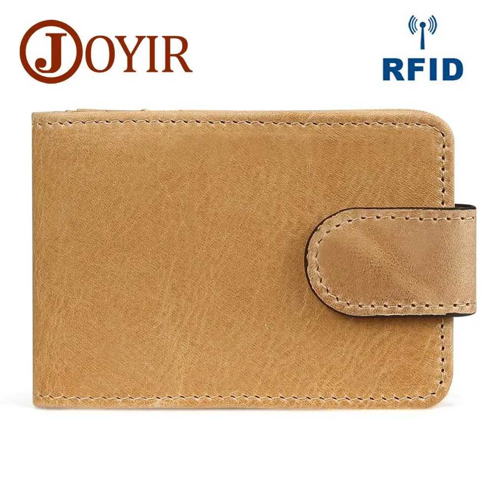 Joyir из натуральной кожи ID/кредитный держатель для карт с застежкой высокого качества для мужчин средней емкости держатель для кредитных карт для мужчин сумка Rfid - Цвет: Brown