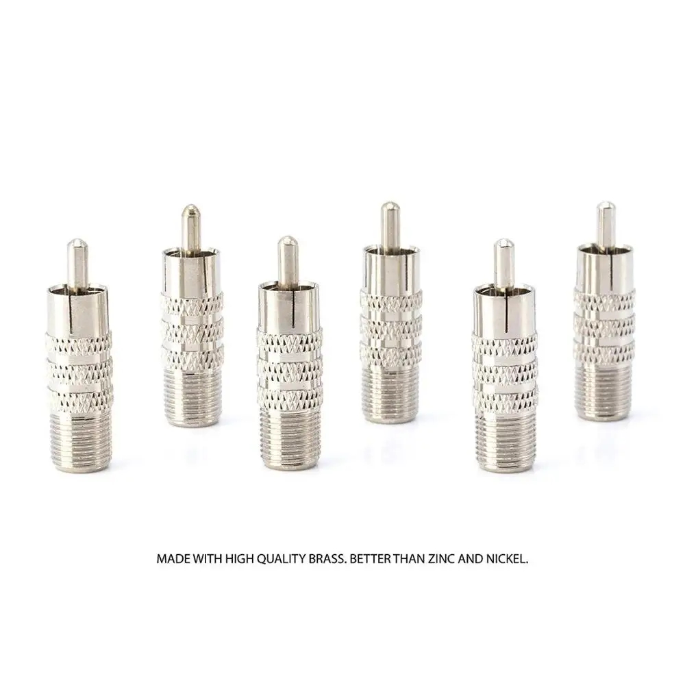 

RF (F81) and RCA Coaxial Adapter | RCA Male to Female F81 (F-Pin) Connector, Adapter, Coupler, and Converter | for RG11, RG6, RG