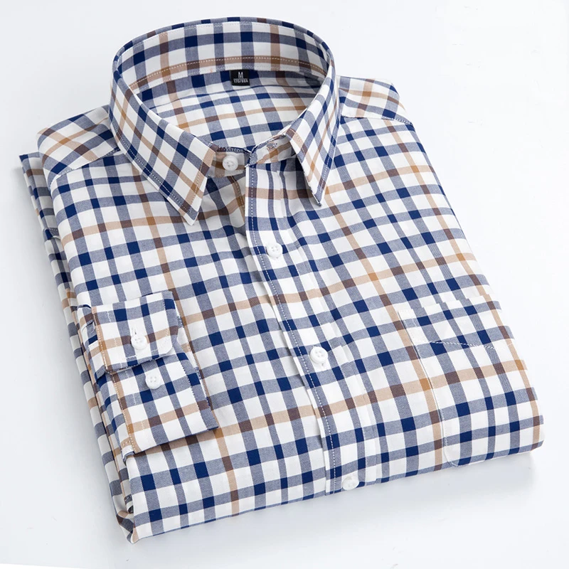 Primavera novedad de verano de los hombres de manga larga Hombre Camisas a cuadros pequeños camisas de alta calidad 100% de algodón camisa Casual de moda Colther