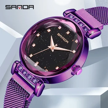 

SANDA Starry Sky Analog Women Watches Mesh Steel Magnet Buckle Watch Women Brand Luxury Relogio Feminino Waterproof Wristwatch