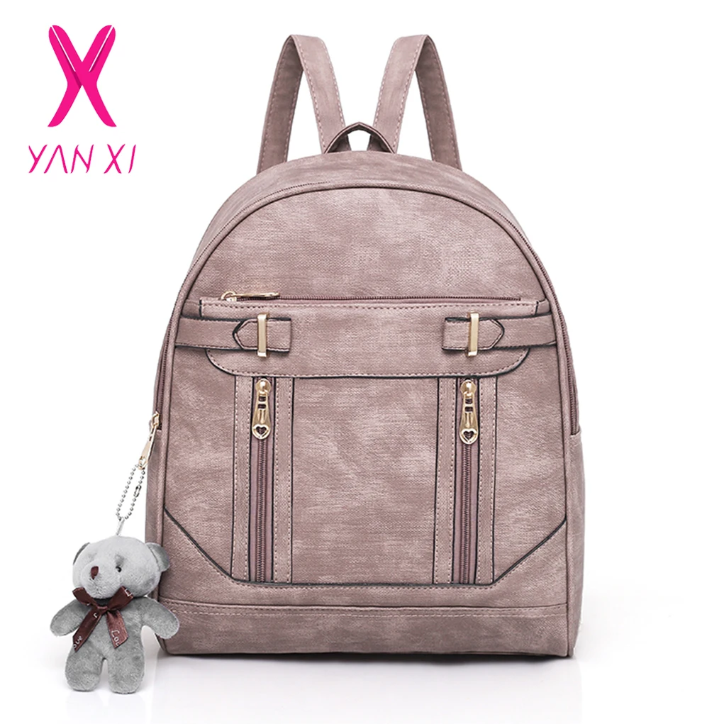 

YANXI Women Backpack High Quality Leather School Shoulder Bag for Teenagers Girls Tote Bags Vintage Female Backpacks Mochila