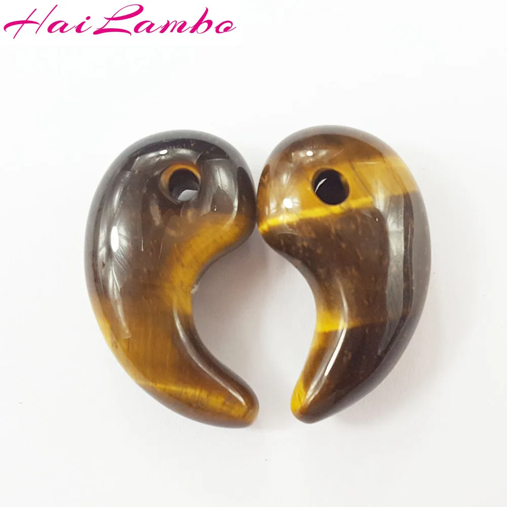 

HaiLambo Natural Tiger eye's Stone Hand Carved Magatama Beads Pendant Classic Amulet Jewelry Comma Bead for Friend Gift GY02#