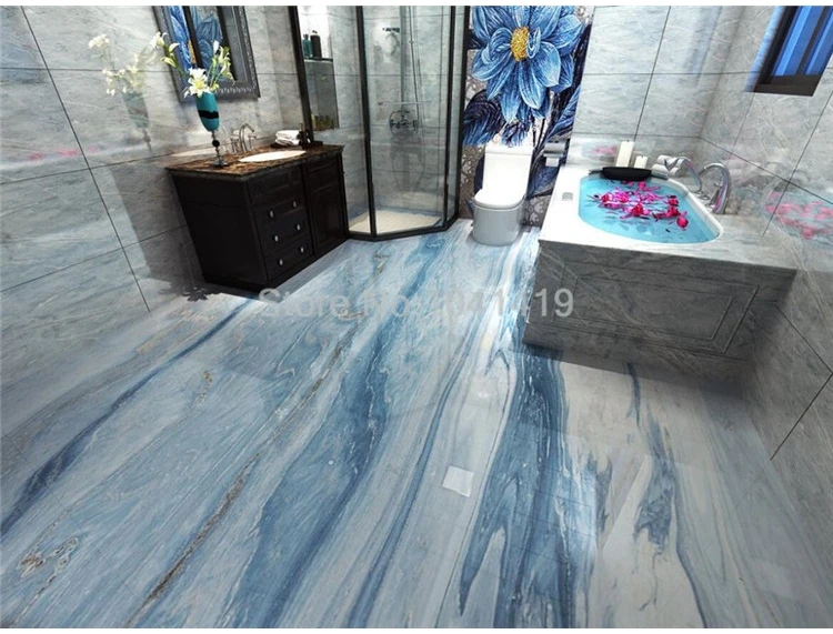 assoalho 3D, mármore azul simples moderno, papel