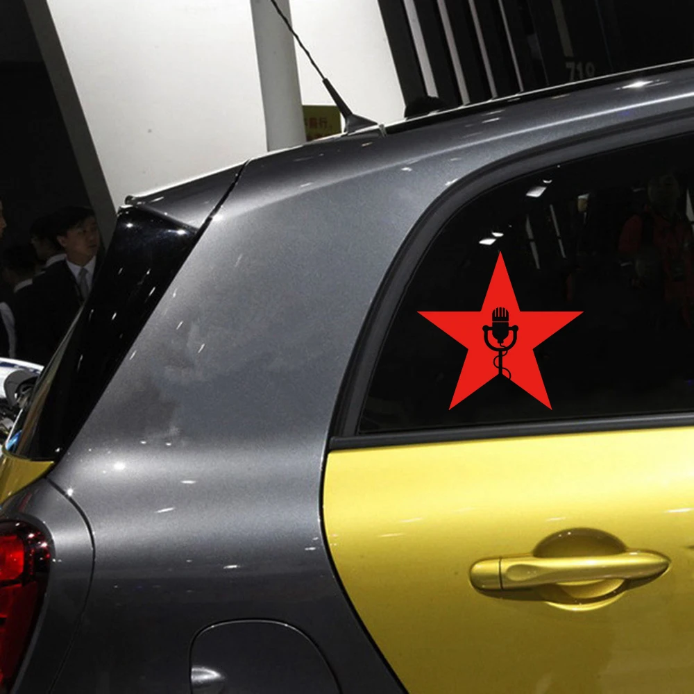 13.5CM * 12.9CM Interesting Microphone Music Stars Symbol Car Sticker Vinyl
