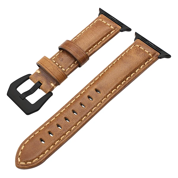 Топ Слои Пояса из натуральной кожи ремешок для iwatch Apple Watch 38 мм 42 мм серии 3 2 1 Винтаж группа Сталь нержавеющей застежка ремешок