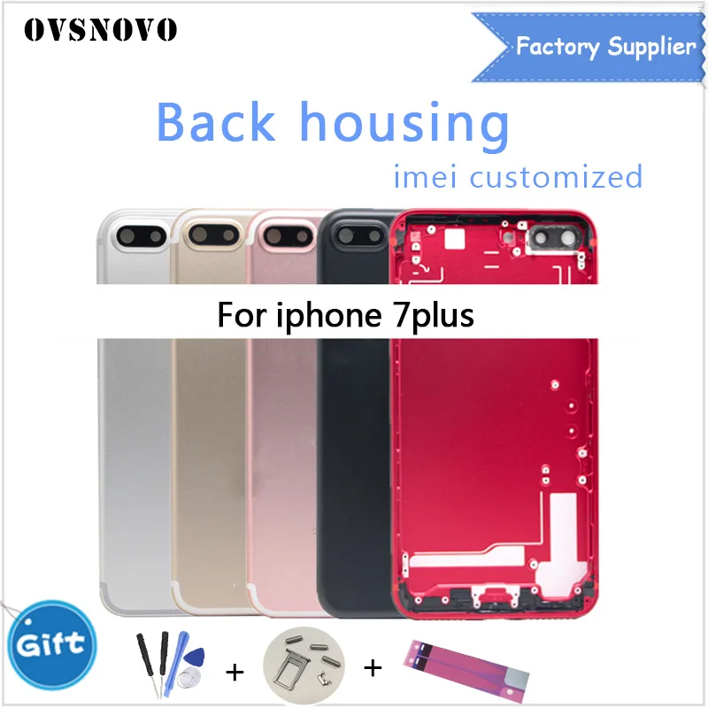 

Back Housing Battery Cover For iPhone 7plus Middle Frame Chassis Coque Fundas+LOGO&Buttons&Sim Tray+Sticker+Tool+Customized IMEI