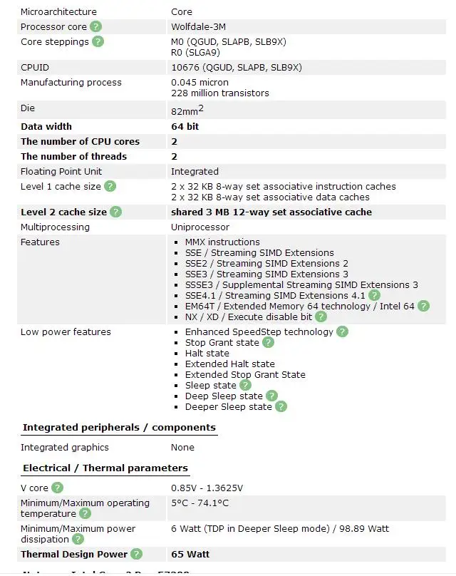 Процессор Intel Core 2 Duo E7300(3 Мб кэш-памяти, 2,66 ГГц, 1066 МГц FSB) Двухъядерный процессор LGA 775 настольный процессор