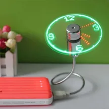 New USB Gadget Mini Flexible LED Light USB Fan Time Clock Desktop Clock Cool Gadget Time