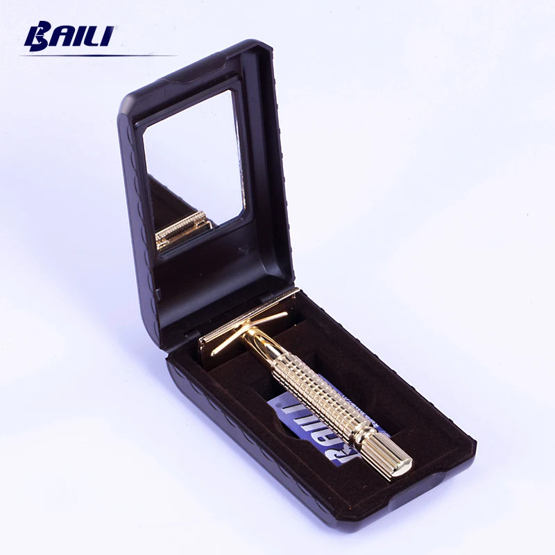 1 Storage Box +1 Holder + 10 Razor Blades Men Shaving Double Edge