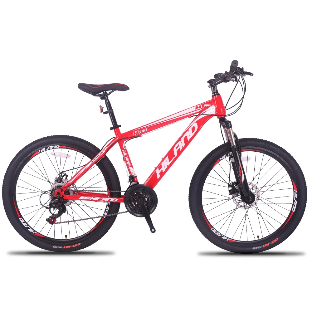 HILAND 26'' Mountain Bike 21/27 Speed Steel Bicycle Bike Double Disc Brake MTB Suspension Fork Bicycle with Shimano TZ50 HILAND 26'' Mountain Bike 21/27 Speed Steel Bicycle Bike Double Disc Brake MTB Suspension Fork Bicycle with Shimano TZ50