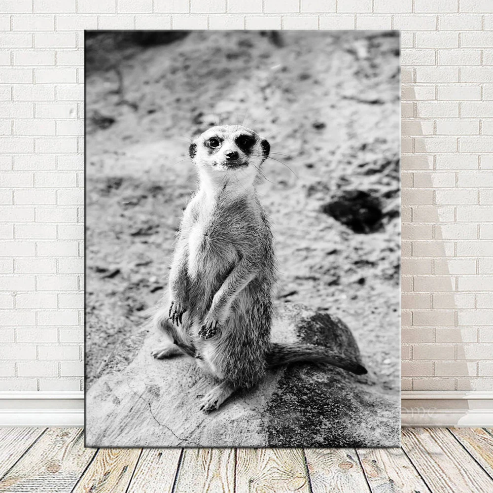 

Cute Baby Animal Canvas Art Print and Poster, Nursery Woodlands Meerkat Canvas Painting Nordic Wall Picture Home Decor