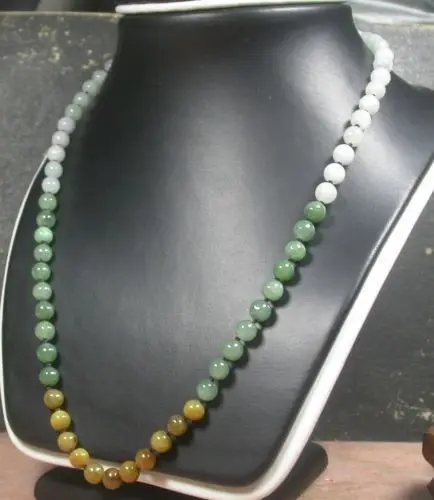 

0001388 Green Red 100% Natural A JADE Jadeite Bead beads Necklace