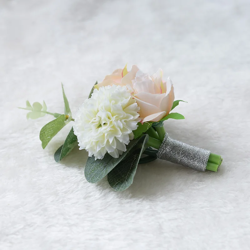 10 шт./лот Искусственный Роуз корсаж шелковый цветок розы невесты ручной работы с цветами Свадебная вечеринка украшения