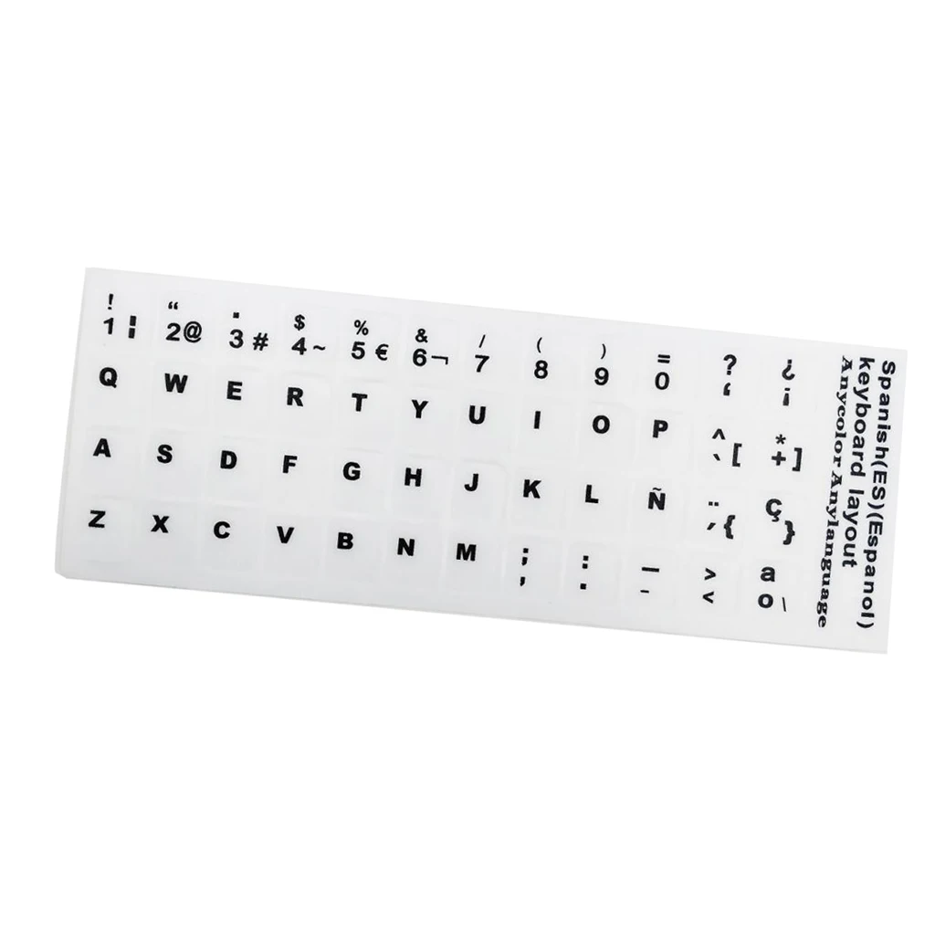 Spanish Keyboard Sticker Replacement Letters For Laptop White Background
